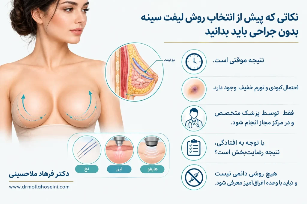 نکاتی که پیش از انتخاب روش لیفت سینه بدون جراحی باید بدانید