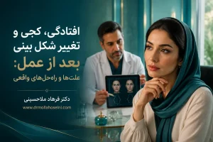 افتادگی، کجی و تغییر شکل بینی بعد از عمل: علت‌ها و راه‌حل‌های واقعی